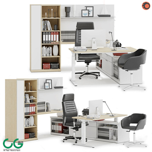 modern card desk 3d model